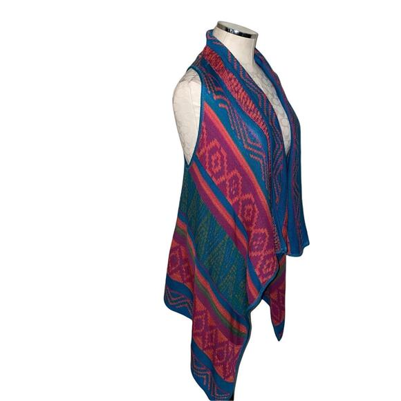 Say What open front lightweight shawl cardigan vest multicolor aztec print sz L - Picture 9 of 9